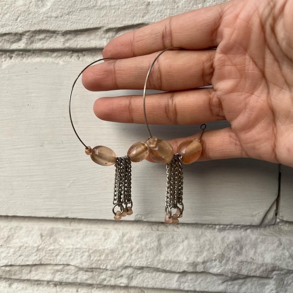 Nude Bead Hoops - Picture 3 of 3